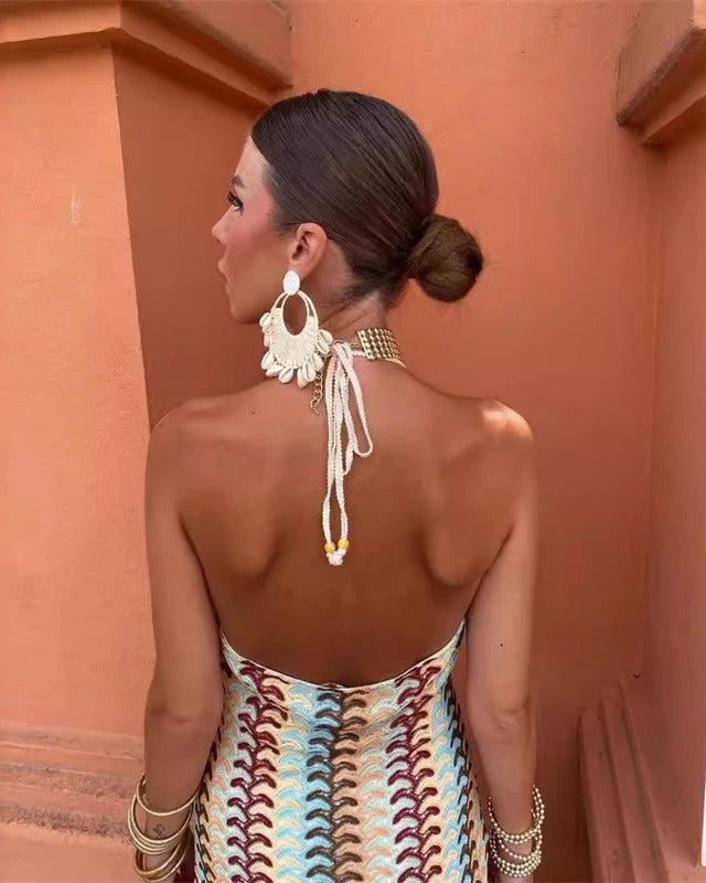 Lightweight women's relaxed fit bohemian summer dress, perfect vacation outfit or stylish swim cover-up.