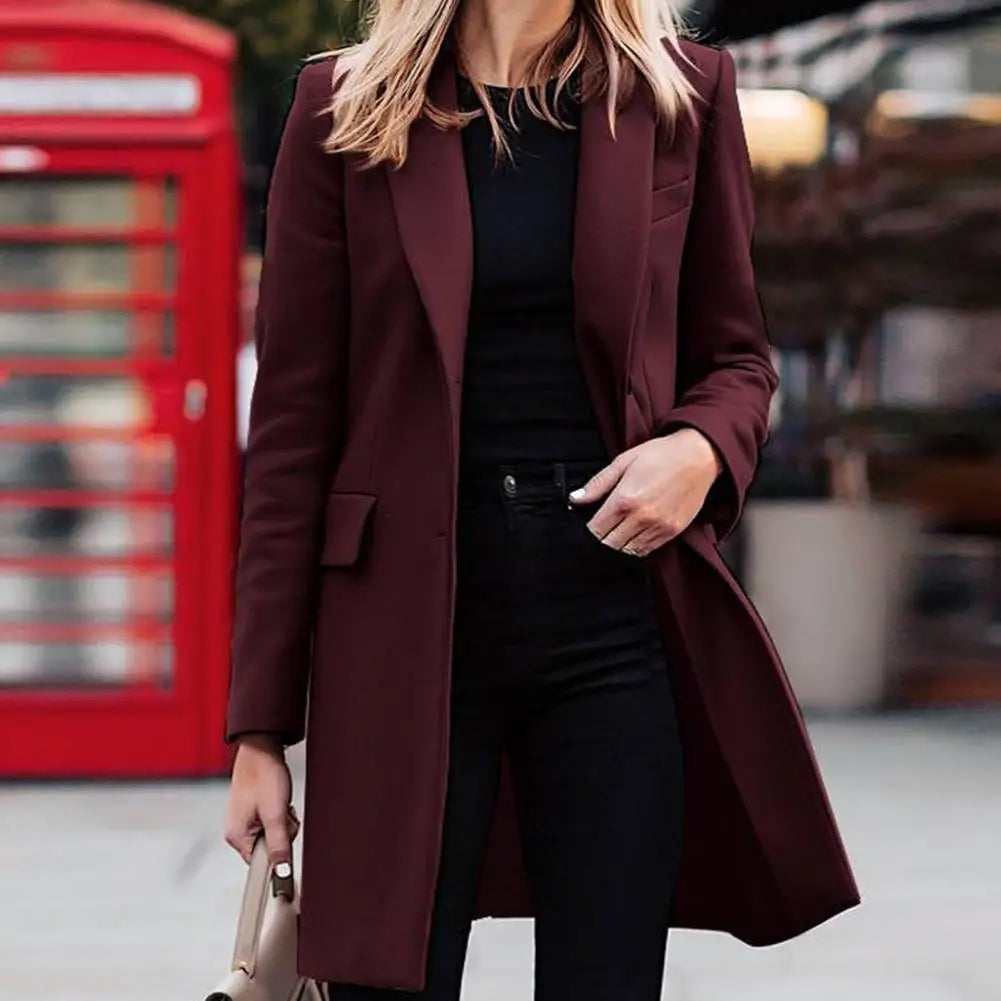 Women's boho chic double-breasted trench coat for elegant winter and fall fashion.
