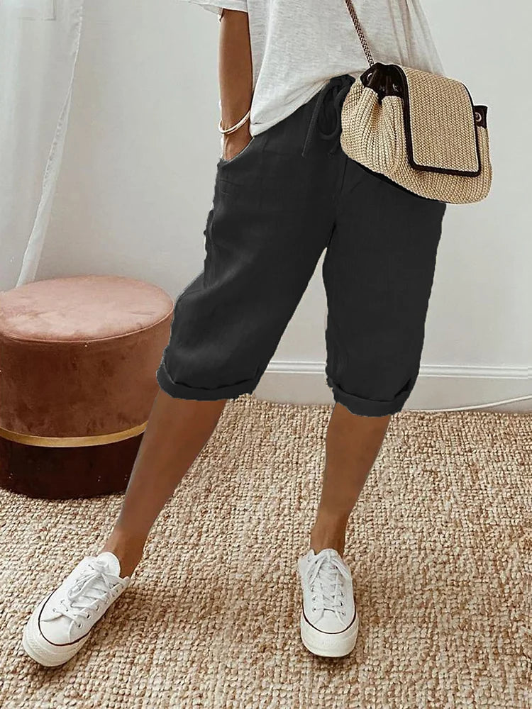 Women's breathable knee-length capri pants for summer casual wear. Ultimate comfort & style for everyday.