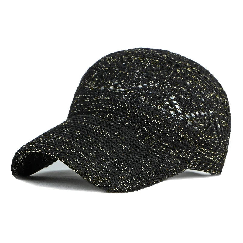 Fashionable women's summer mesh hat, adjustable baseball cap for breathable sun protection.