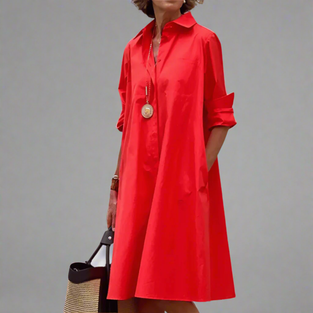 Women's casual polo dress, short-sleeve, collared for comfortable everyday style. Versatile summer day dress.