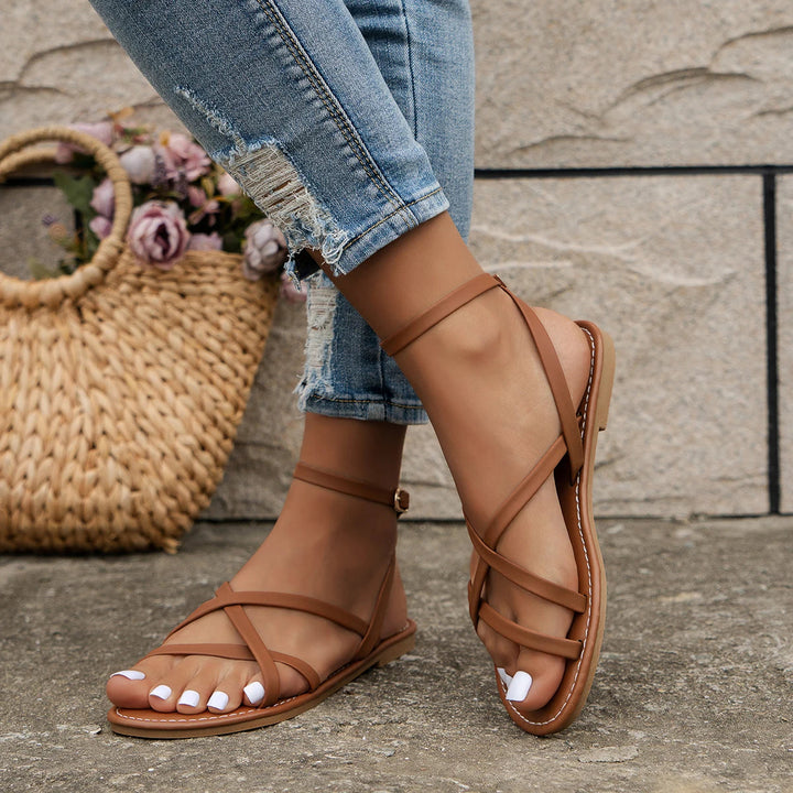 Light & comfortable women's casual Roman sandals with a durable zipper for easy wear, summer style.