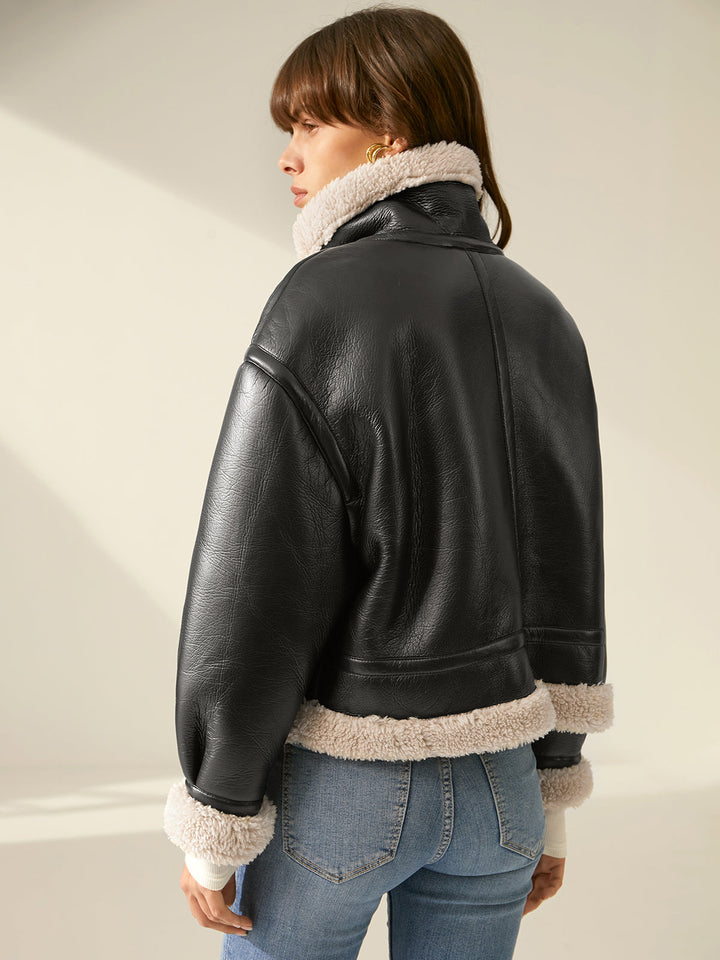 Casual women's aviator jacket. Chic & stylish warm winter outerwear.