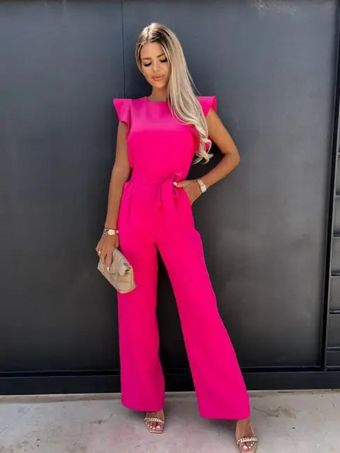 Women's Chic Jumpsuit, effortless style. Comfortable, versatile one-piece for modern fashion. Perfect for spring/summer.