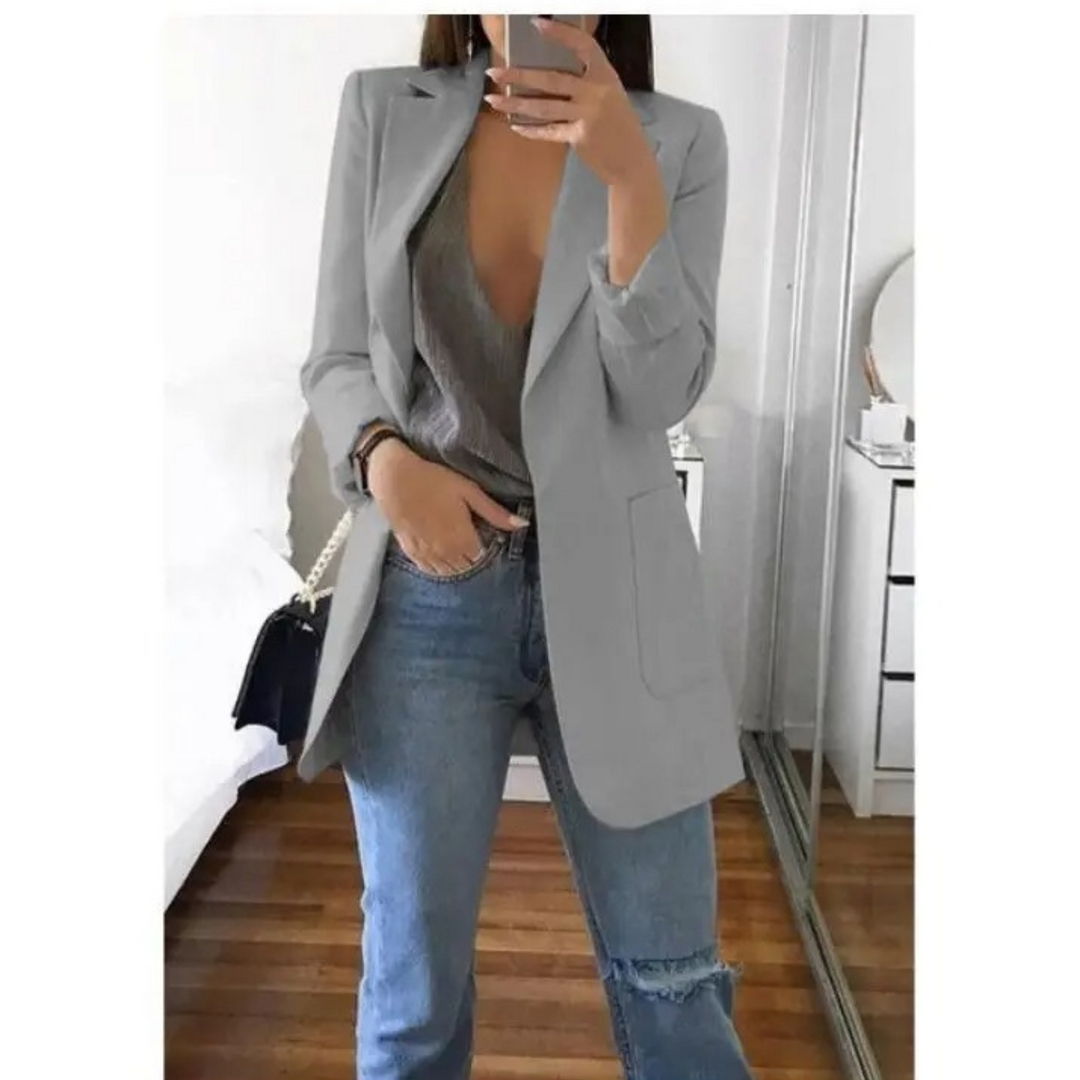 Trendy ladies long blazer, perfect for a chic and polished look.