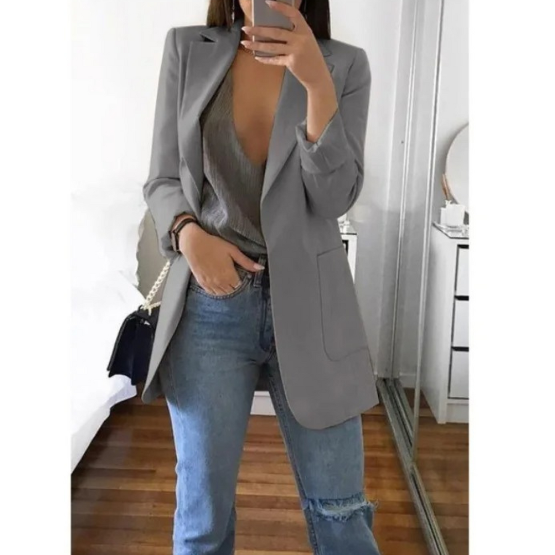 Sophisticated women's long blazer, versatile for any fashion style.