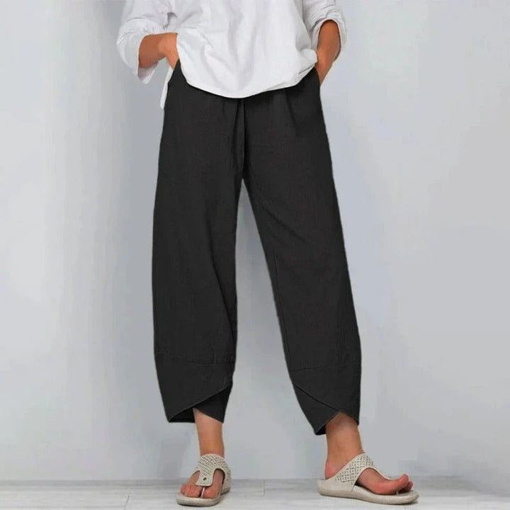 Comfortable women's flowy summer pants, versatile for casual or dressy warm weather outfits.