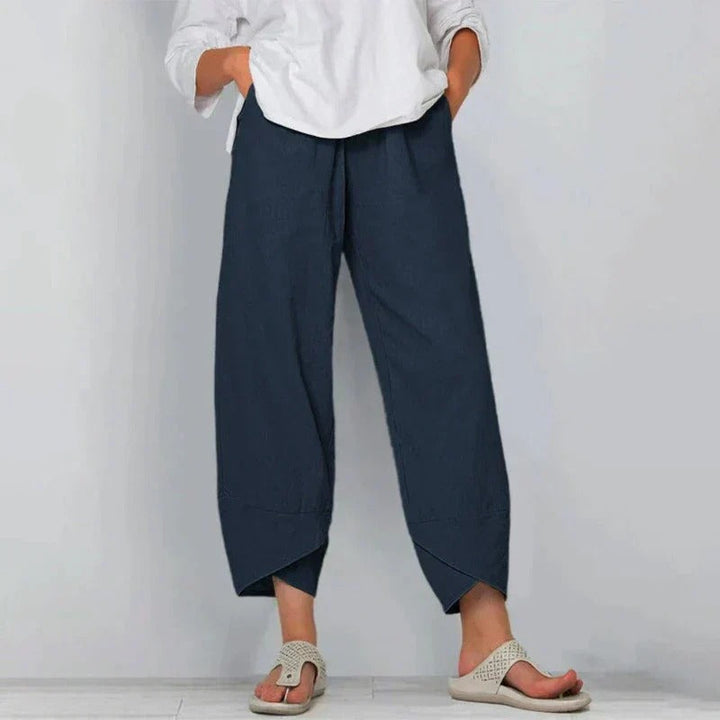 Lightweight women's summer pants, offering an elegant flow and comfortable wear for warm weather fashion.