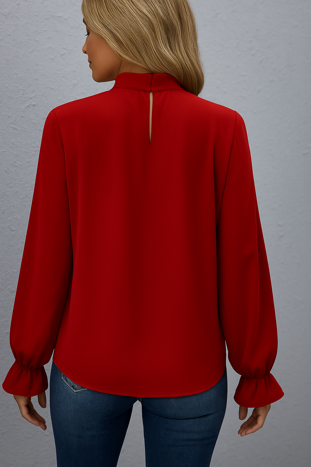 Versatile women's tie-neck long sleeve blouse, perfect for office, casual, or party wear.