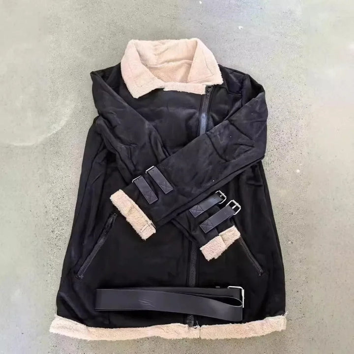 Essential women's winter jacket, chic belted design, and spacious pockets for cozy fall fashion.