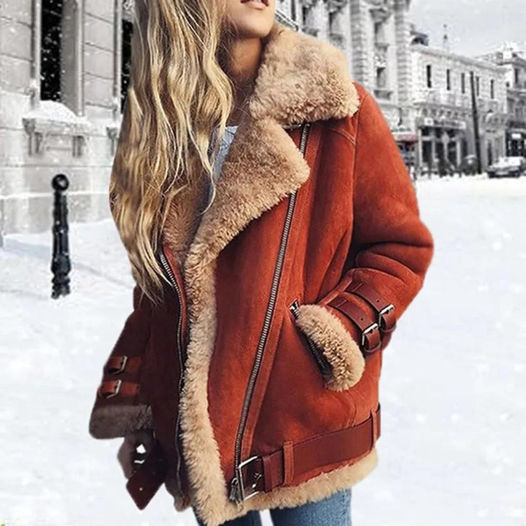 Elegant women's winter jacket with a flattering belt and functional pockets for ultimate warmth.