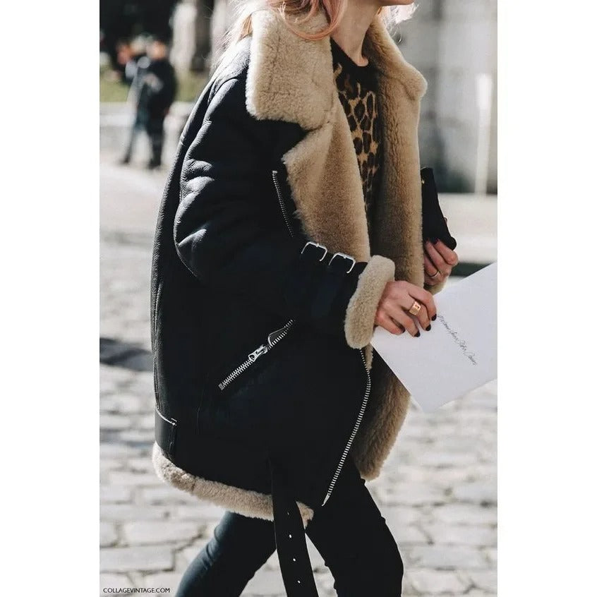 Sophisticated women's belted winter jacket, perfect stylish outerwear for cold fall and winter days.