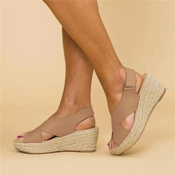 Women's Clara orthopedic wedge espadrilles, offering all-day comfort and arch support for elegant summer style.
