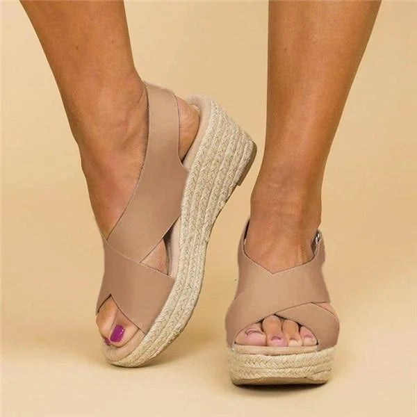 Ergonomic women's wedge espadrilles with arch support, ideal for comfortable all-day walking and summer wear.