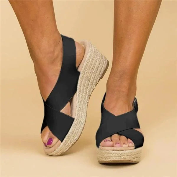 Elegant women's orthopedic espadrille wedge sandals, perfect for comfortable summer walking and casual wear.