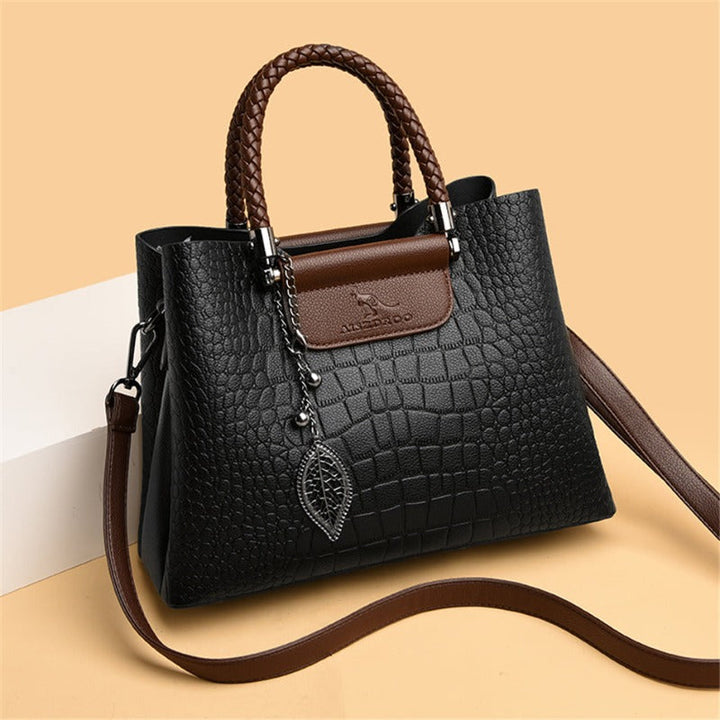 Sophisticated faux leather handbag. Women's timeless everyday shoulder tote bag, elegant & durable.