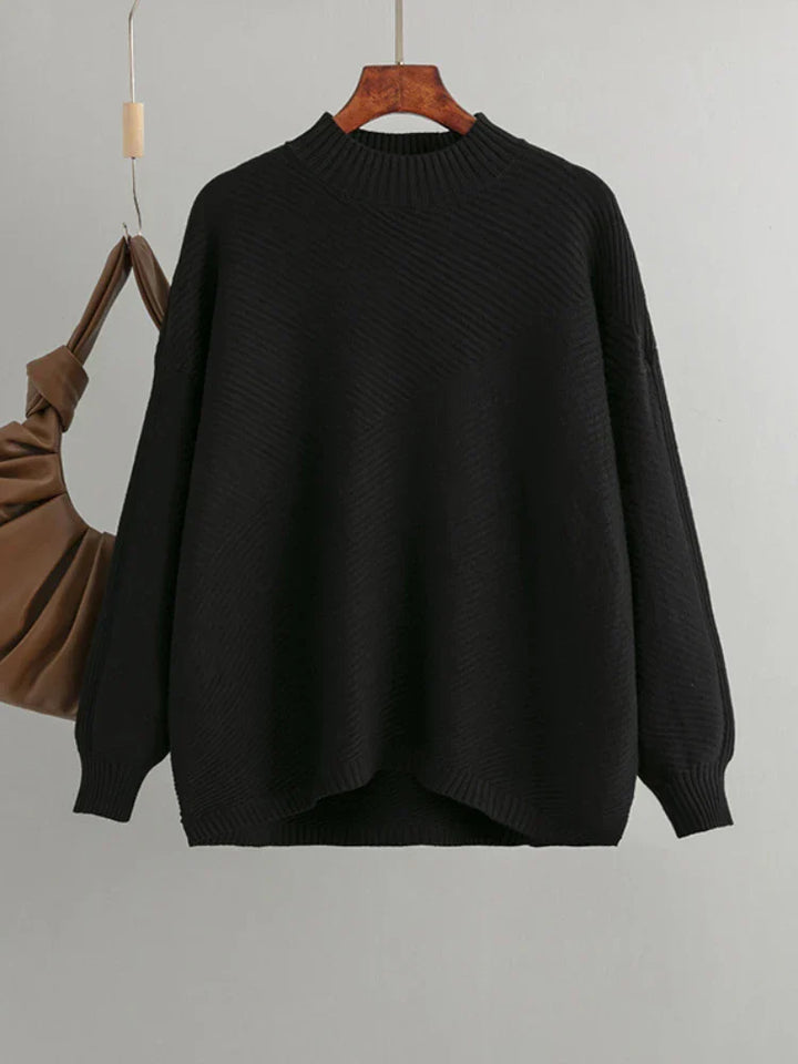 Women's ribbed pullover sweater with a classic crew neck, ideal for casual wear and stylish winter fashion.