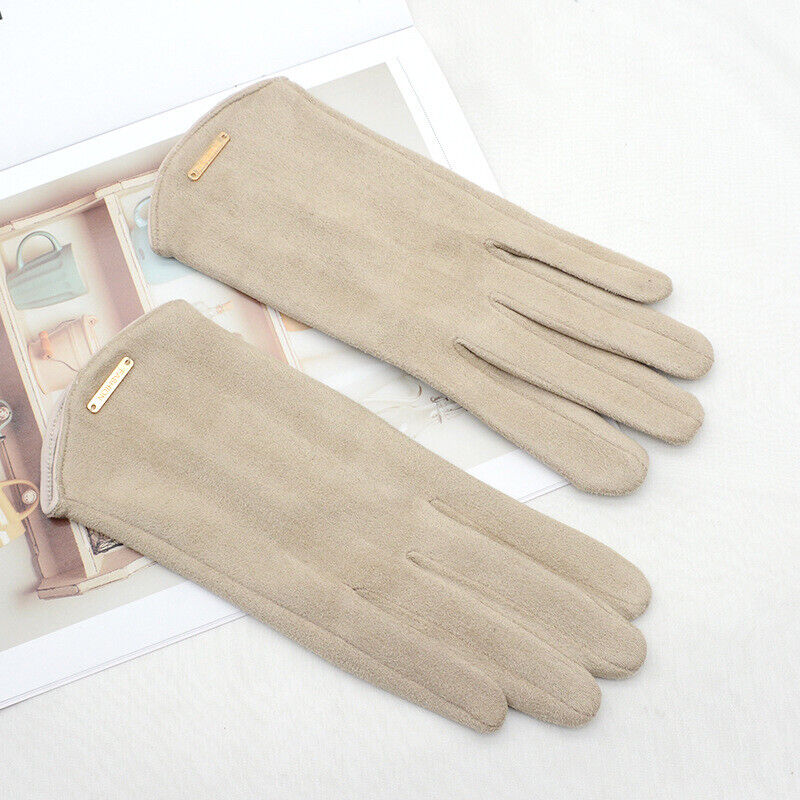 Warm women's suede gloves with touchscreen fingers. Perfect for cold weather & device use.