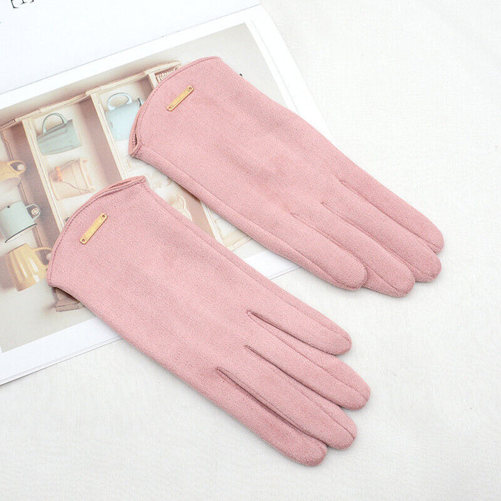 Soft suede women's touchscreen gloves. Ideal for winter, offering warmth & smartphone use.