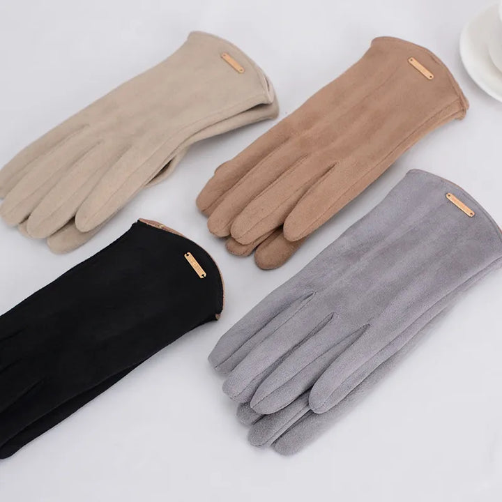 Practical & elegant: women's suede touchscreen gloves for winter. Stay warm while using your phone.