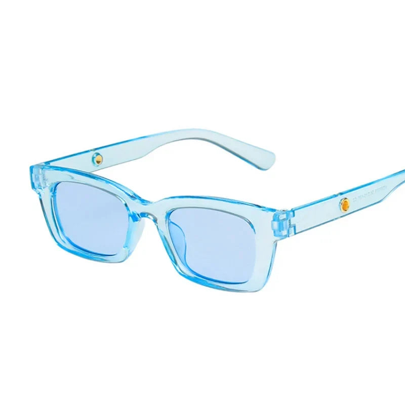 Women's classic rectangular wayfarer sunglasses, dark lenses. Essential UV protection eyewear & chic accessory.