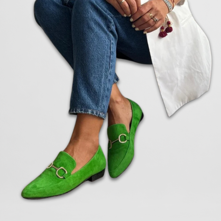 Bohemian women's moccasin flats. Vibrant, lightweight, & comfortable slip-on shoes for casual spring/summer wear.