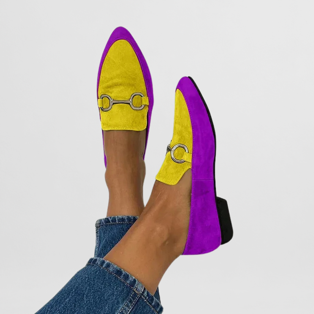 Colorful women's bohemian moccasins. Easy slip-on design, lightweight & comfortable casual flats for spring.