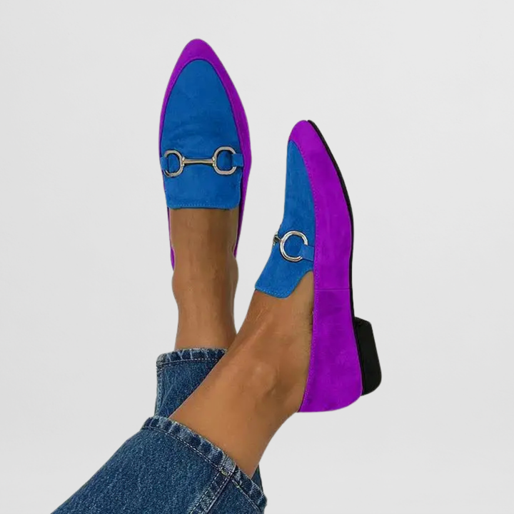 Lightweight women's colorful boho moccasins. Comfortable slip-on casual flats with bohemian style for summer.
