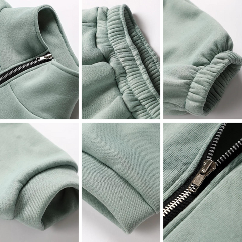 Woman relaxing in a comfortable 2-piece lounge wear set, perfect for home or casual outings.