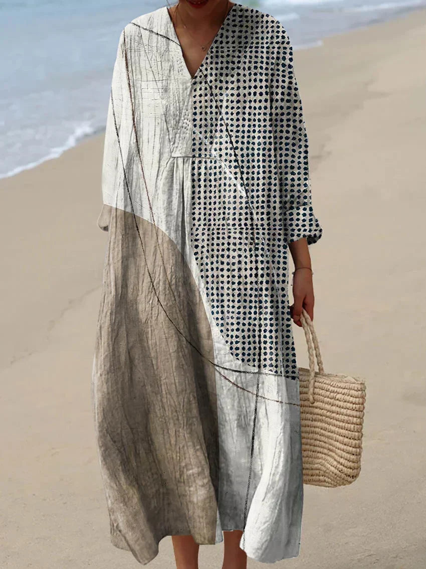 Women's comfortable grey everyday casual dress with a relaxed fit. Versatile, easy-wear style for day.