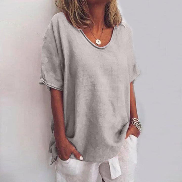 Women's comfortable loose fit blouse in soft fabric, perfect for relaxed everyday wear.