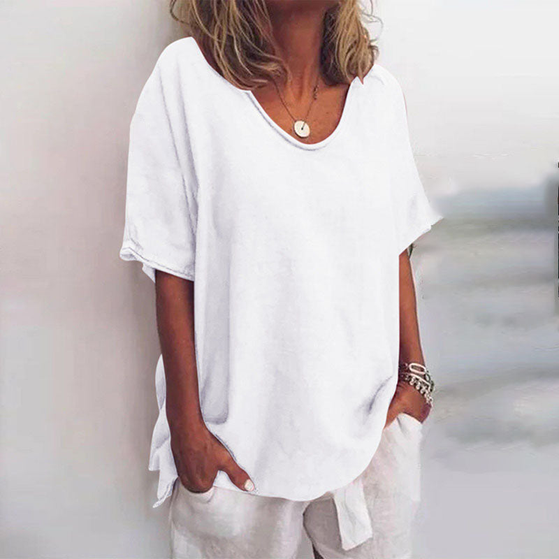 Stylish women's loose fit top, ideal for casual wear. Breathable and comfortable for all-day ease.