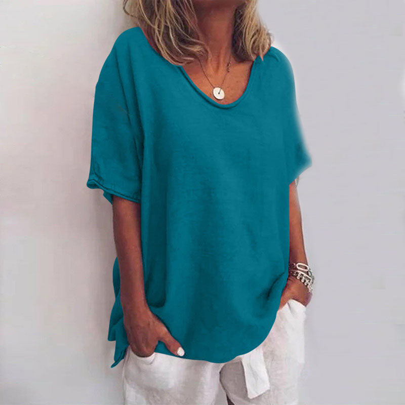 Plus size women's comfortable loose blouse, designed for effortless style and everyday wear.
