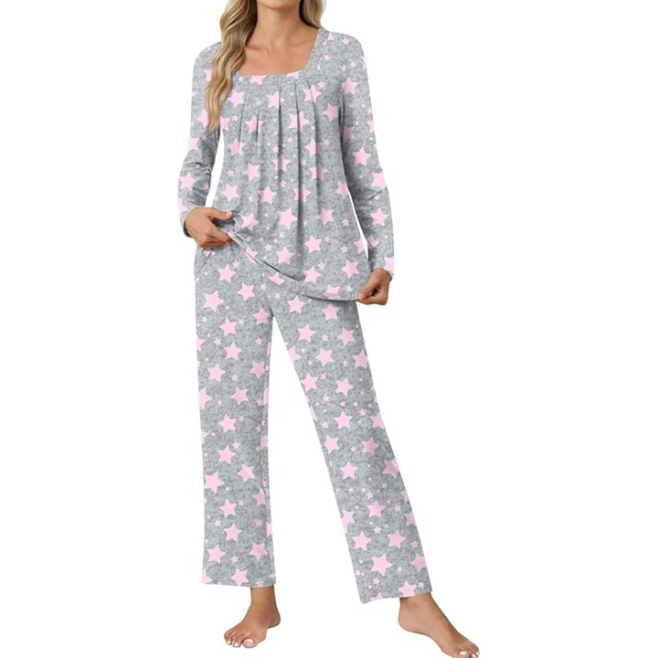 Enjoy ultimate comfort in this women's 2-piece lounge pajama set with pockets, perfect for home.