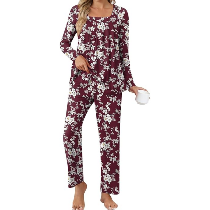 Relaxed fit women's comfy pajama set, perfect soft loungewear for cozy nights and home wear.
