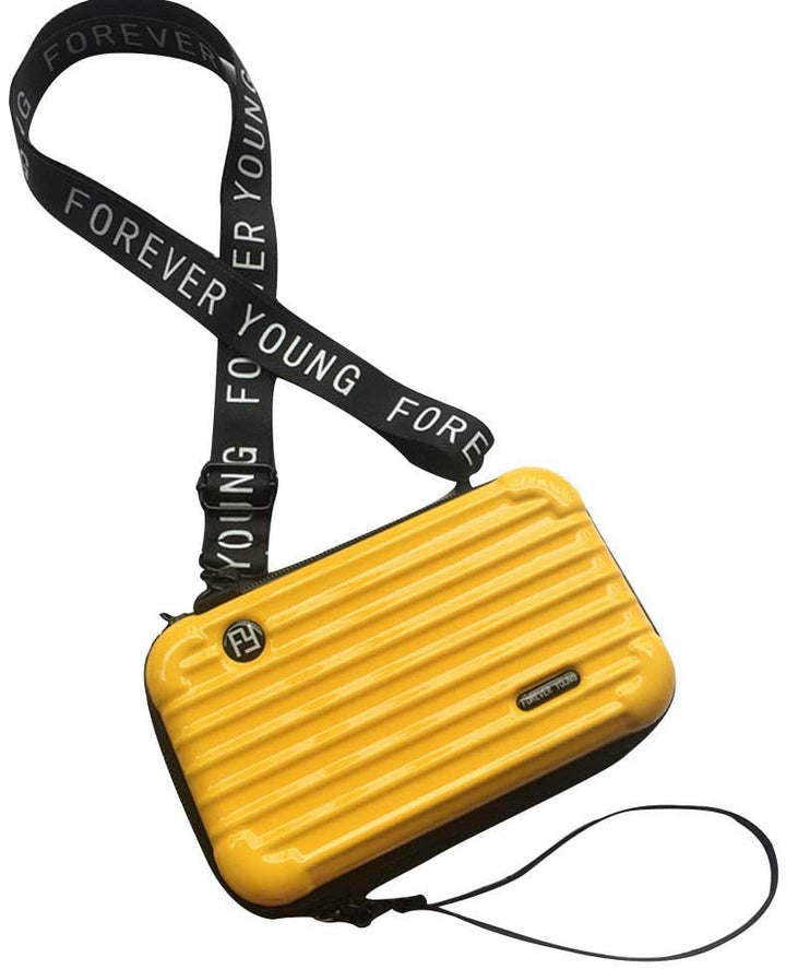 Compact hard shell travel handbag for women, durable vegan leather, stylish mini crossbody design.
