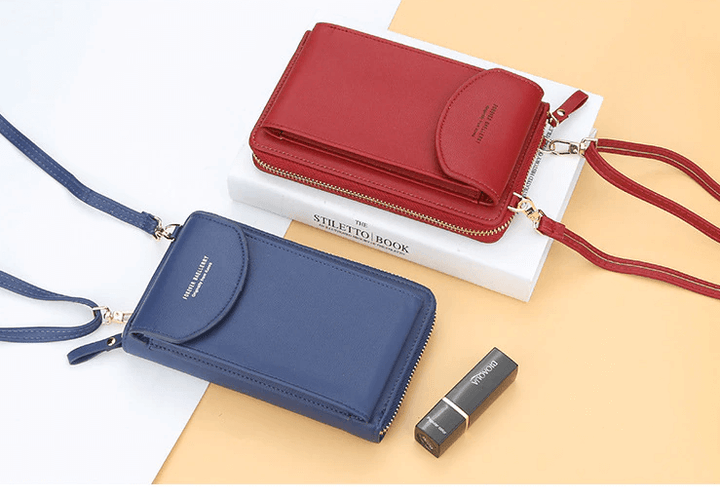 Close-up texture of a durable PU leather women's shoulder bag.