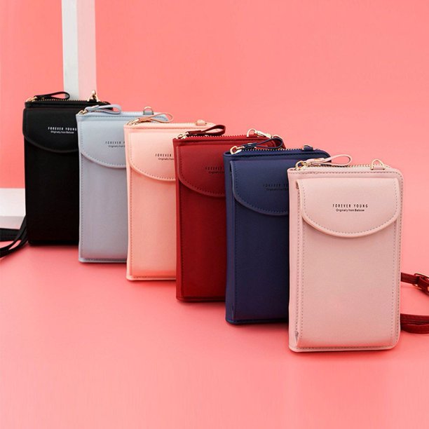 Functional compact PU leather purse with an adjustable strap, practical design.