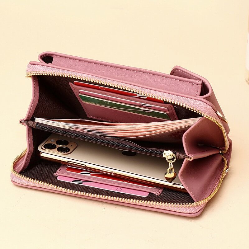 Front view of a sleek women's compact PU leather shoulder bag.
