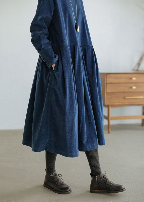 Emilia women's elegant long-sleeve midi dress. Comfortable corduroy for stylish autumn winter & fall fashion.