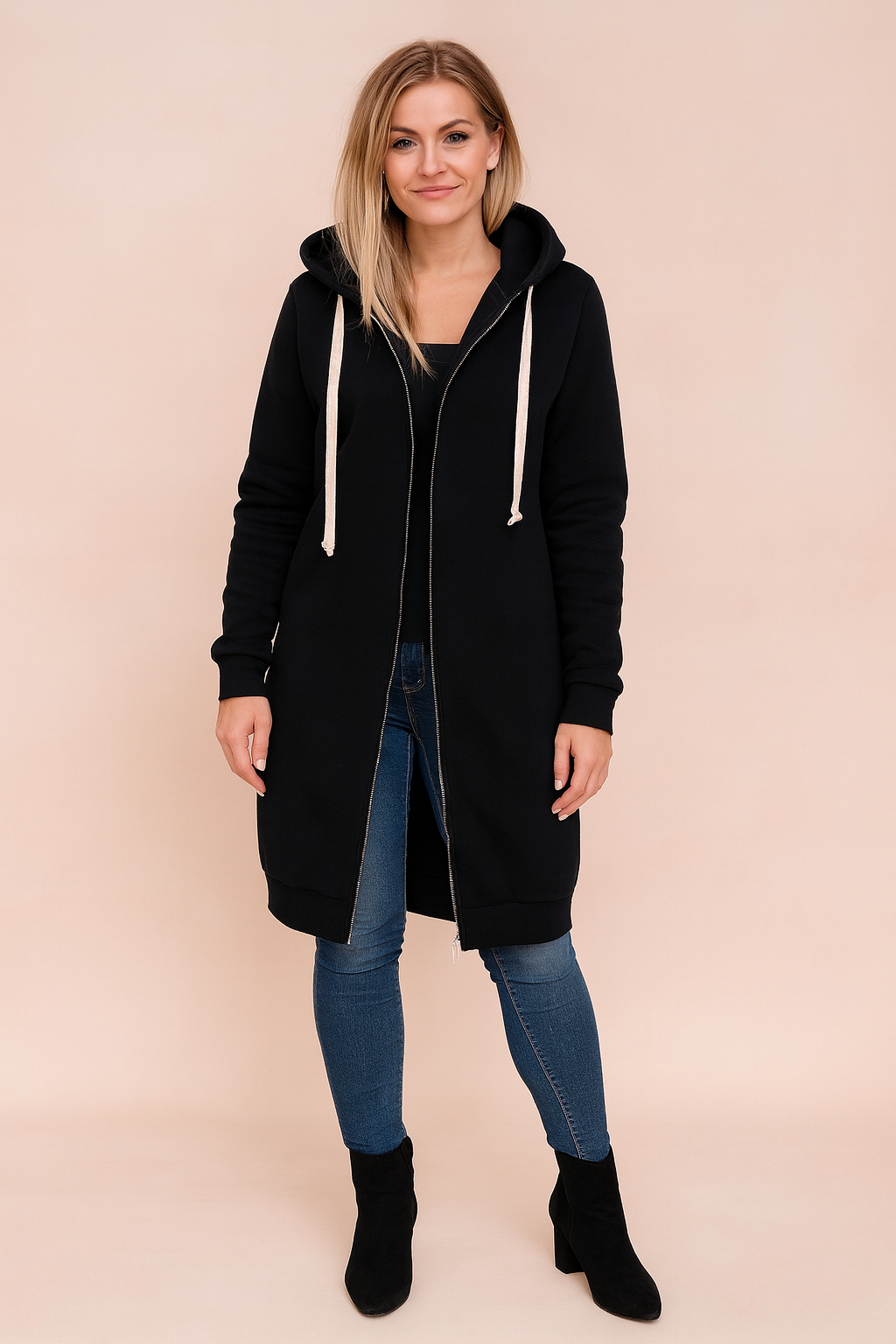 Women's cozy long knit sweater, perfect for fall & winter comfort.