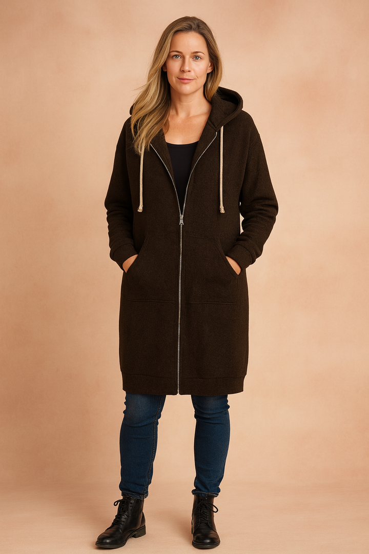 Effortless style: Women's cozy long sweater, a comfortable fall & winter fashion pullover.