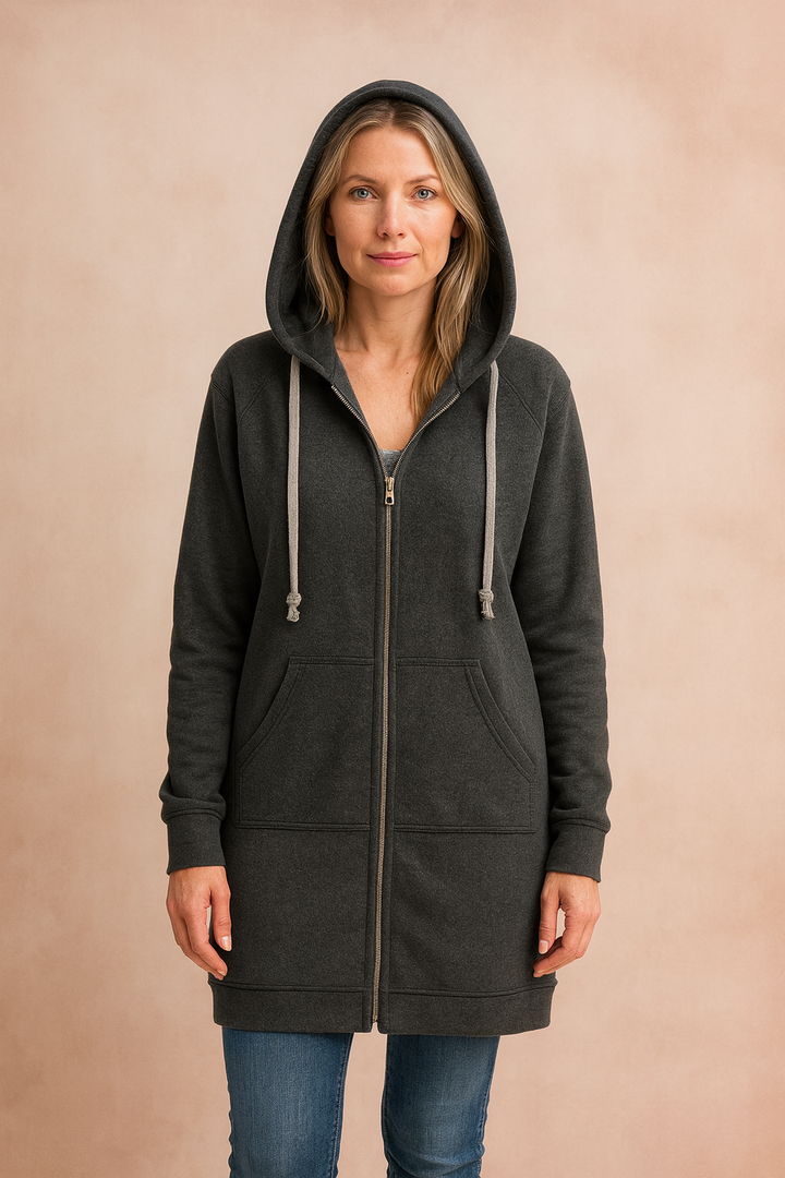 Soft women's long knit pullover sweater, a cozy garment for cold weather.