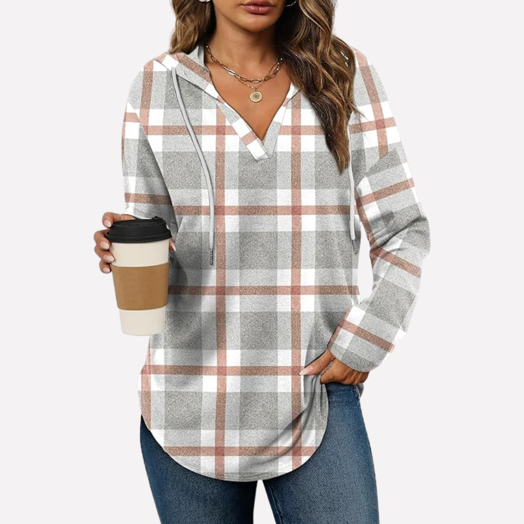 Loungewear women's cozy sweatshirt, a stylish oversized long sleeve hoodie.