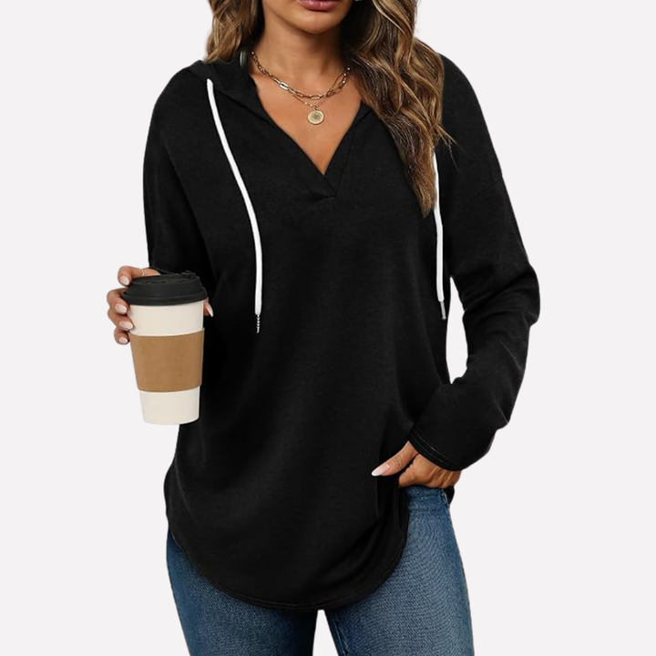 Comfy women's relaxed fit hoodie in soft fabric, ideal for winter casual wear.