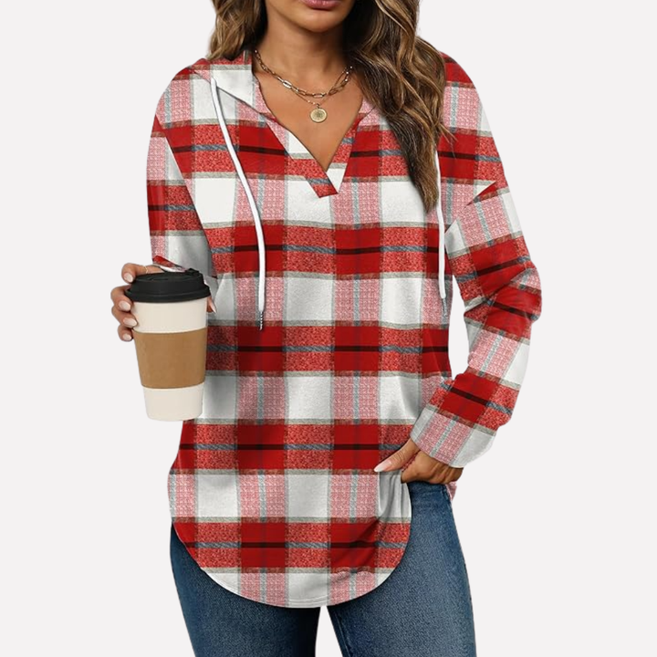 Cozy women's oversized hoodie, an essential long sleeve pullover for fall days.