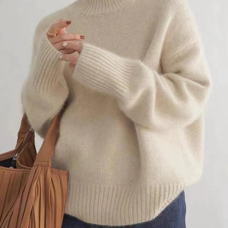 Everyday women's oversized turtleneck sweater, warm, stylish, and perfect for fall/winter.