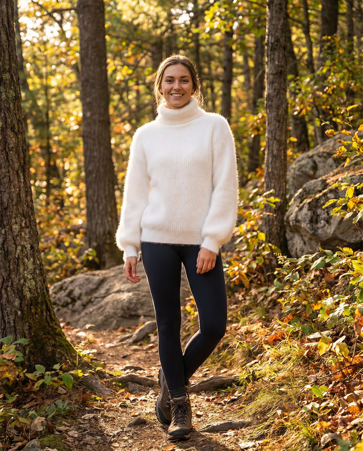 Warm women's winter style pullover sweater. A relaxed, cozy top, perfect for layering.