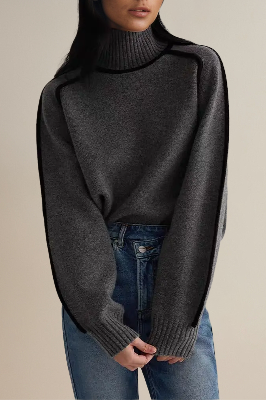 Stylish women's cozy turtleneck pullover sweater, great for layering. Enjoy relaxed fit comfort in winter fashion.