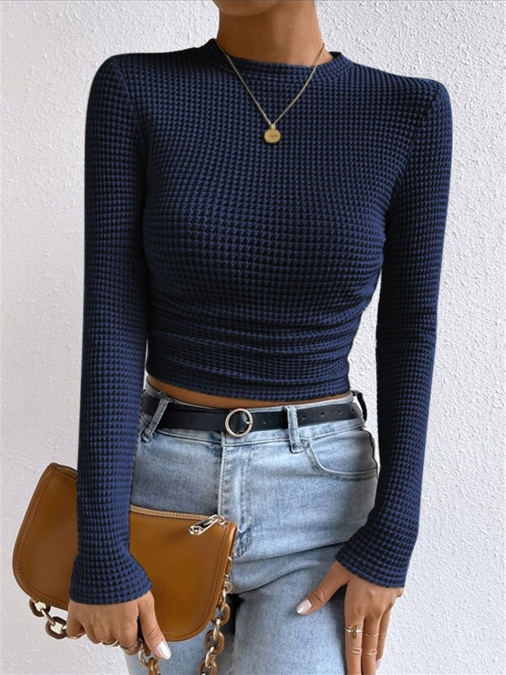 Soft women's everyday long sleeve top with a comfortable waffle knit, perfect for layering.